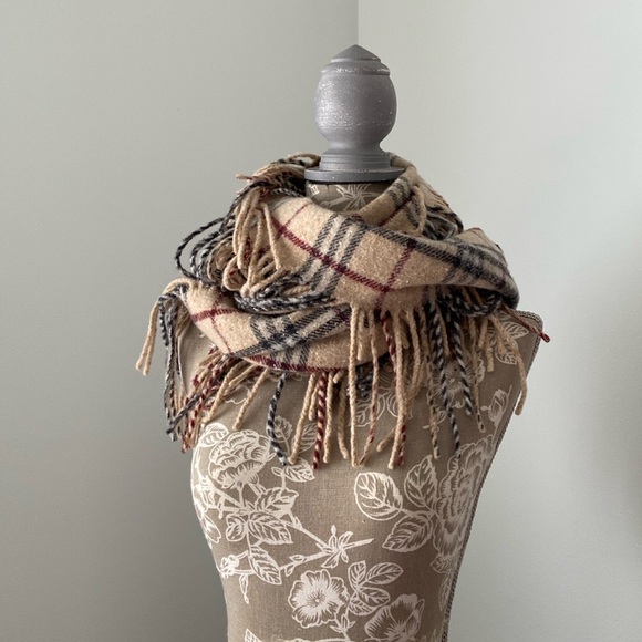 Burberry Happy Scarf Double Fringe Nova Check Lambswool Extra Long - Picture 2 of 15